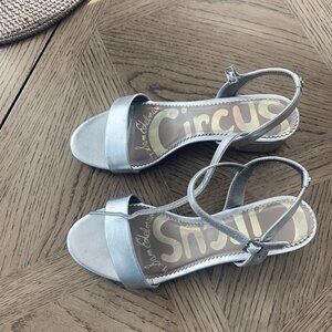 SAM EDELMAN CIRCUS Silver Ankle Strap 2 Inch Heel Holiday Perfect NW/O TAGS